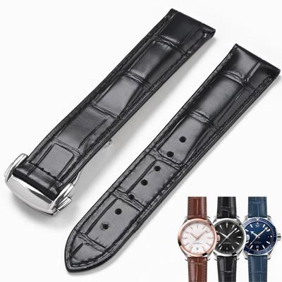 Echtes Lederarmband für Omega Seamaster Speedmaster Faltschließe Armband Wasserdicht Kalbsleder Uhrenarmband 19mm 20mm 21mm 22mm