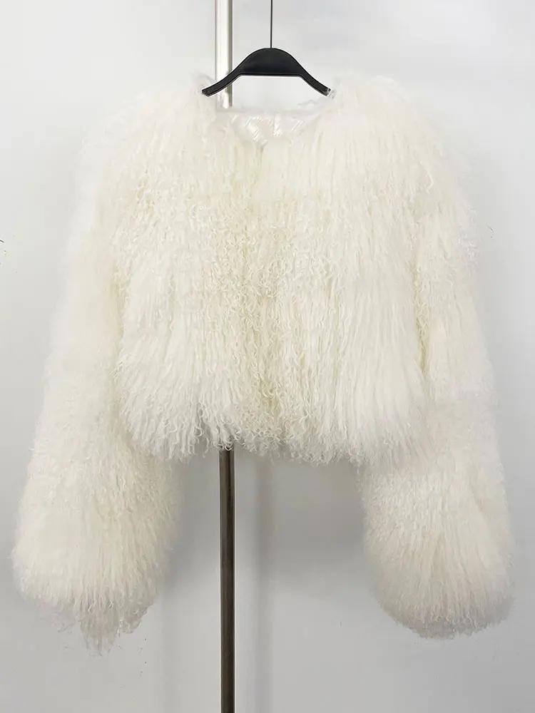 

OFTBUY настоящая монгольская овечья шерсть женская зимняя высококачественная модная тибетская овечья меховая куртка новая натуральная шуба американская мода XL белый