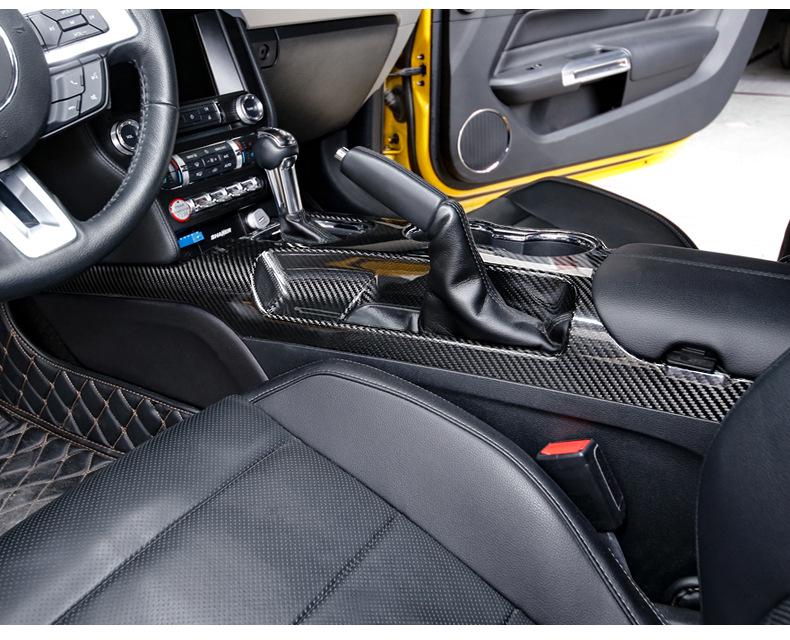 Tantan Carbon Fiber Center Console Cup Holder & Shift Panel for Ford Mustang - Dry Real Carbon Fiber Interior Parts