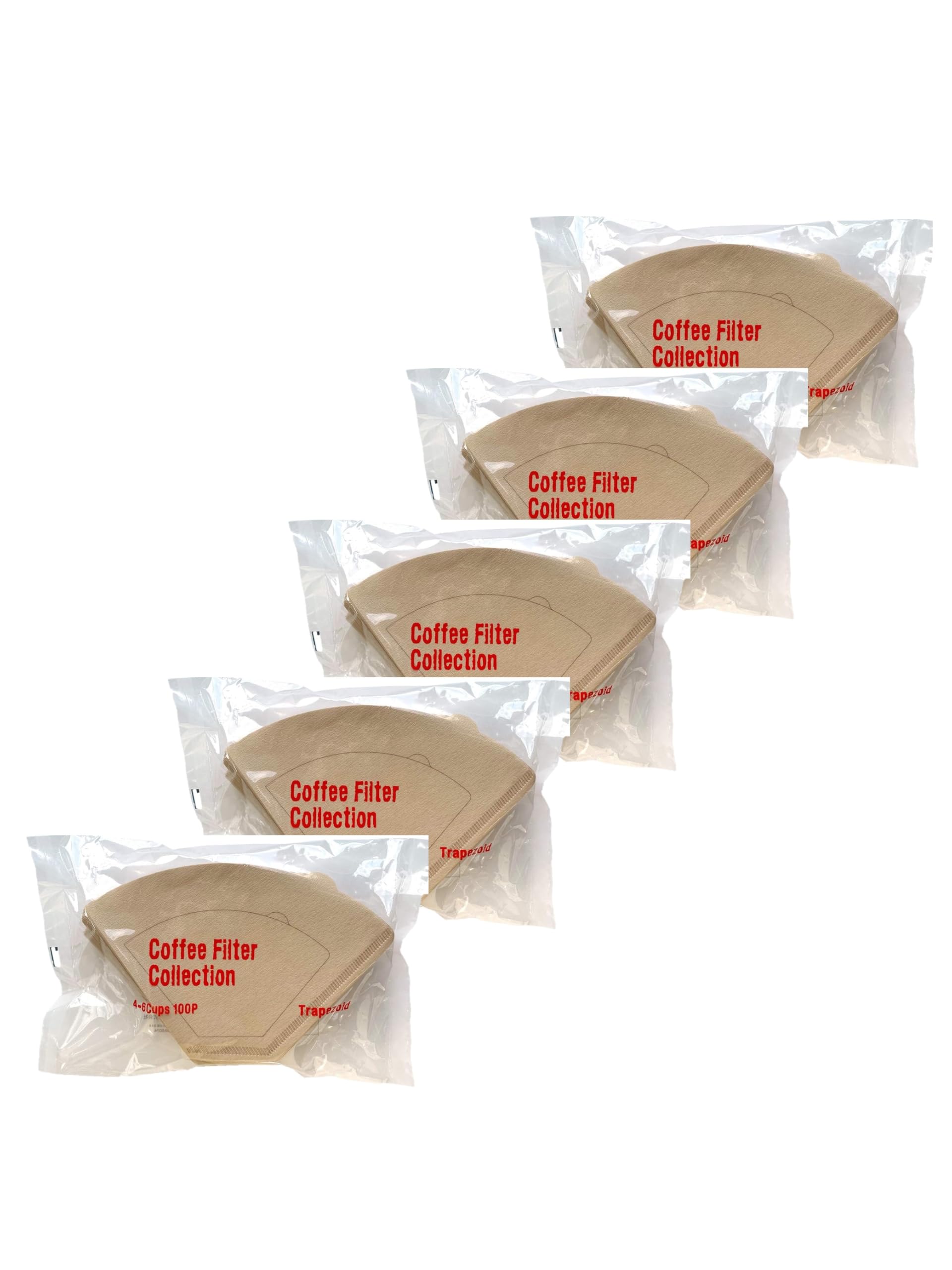 

Kanae Paper Coffee Filters, KS, Trapezoidal Shape, 4-6 Cups, 100 Filters x 5 Packs, Unbleached, Made in Japan, Brown