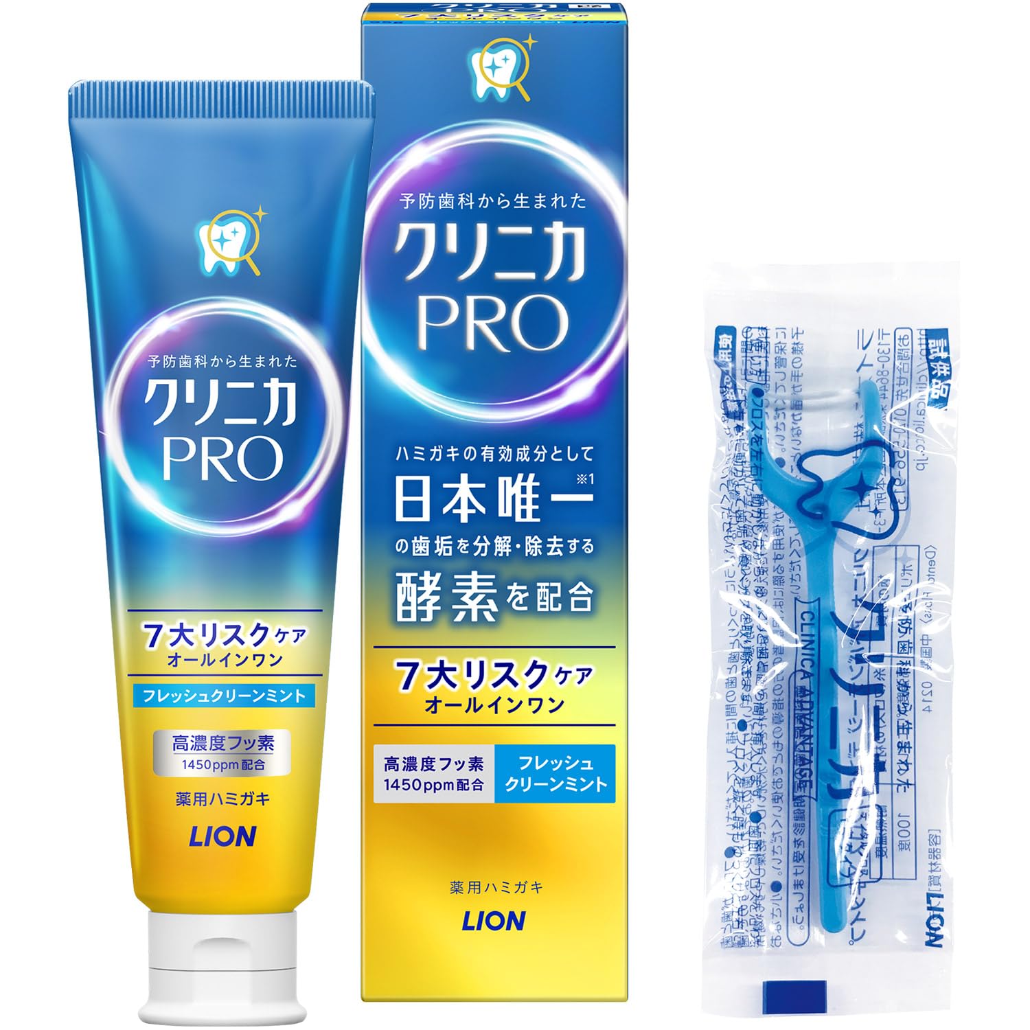 Clinica PRO All-in-One Toothpaste Fresh Clean Mint 95g + Floss Included Quasi-Drug Periodontal Disease High Concentration Fluoride (1450ppm)