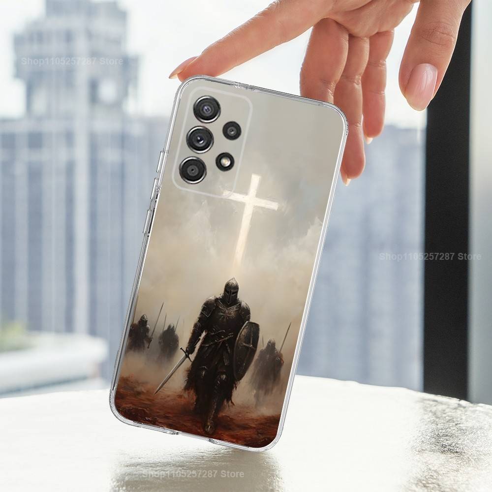 Crusaders Templar Knight For Samsung A51,30,71,S9,Ultra,Lite,S23,20,FE,22,21,PIus,10,Transparent, Silicone Case