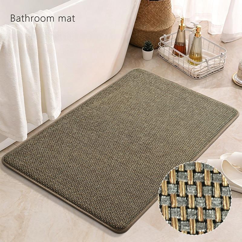 Bathroom Floor Mat, Anti Slip Mat Linen Woven Shower Carpet, Absorbent Mat, Wiping Mat, Quick Drying Rug