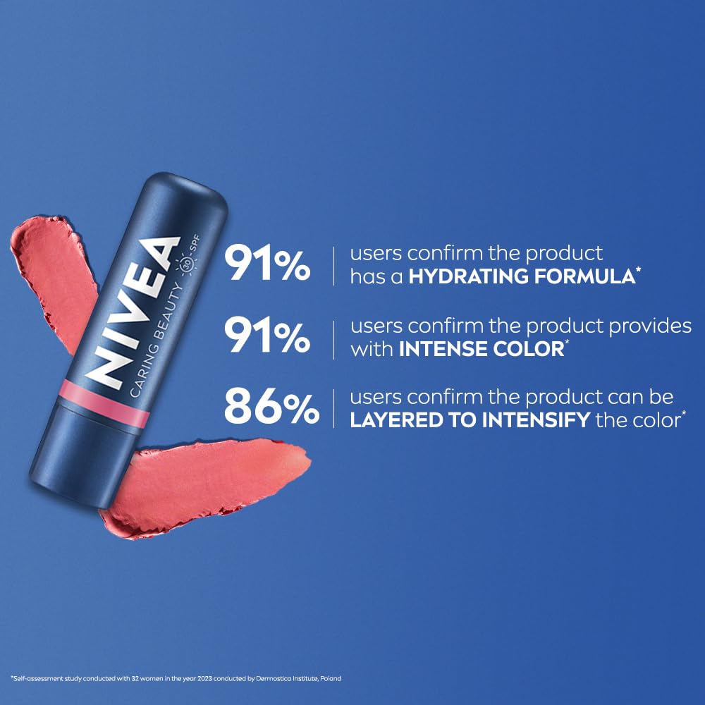 Nivea Balsam do ust i policzków w odcieniu różowym z SPF 30 dla błyszczącego nawilżenia 4,8 g | Nawilżający balsam do wszystkich typów skóry, 1 opakowanie