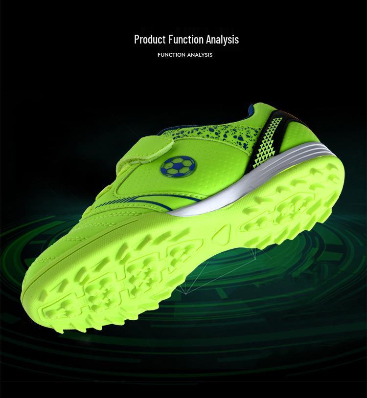 Kids' Breathable Velcro Soccer Shoes, Lightweight Studded Football Trainers for Boys & Girls, Ideal for Grass Fields.