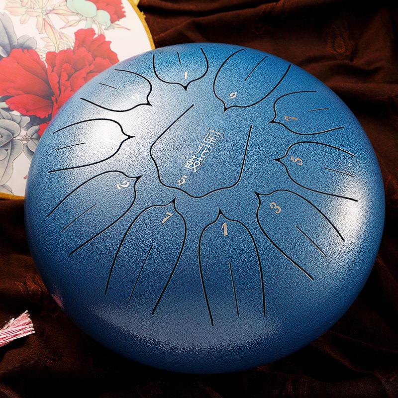Hluru 10 Inch 11 Notes Glucophone Steel Tongue Drum D Tones Music Drum Ethereal Drum Percussion Instrument 11 Notes Steel Drum