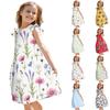 Children's Flying Sleeve Round Neck Summer A-Line Casual Holiday Floral Print Loose Dress