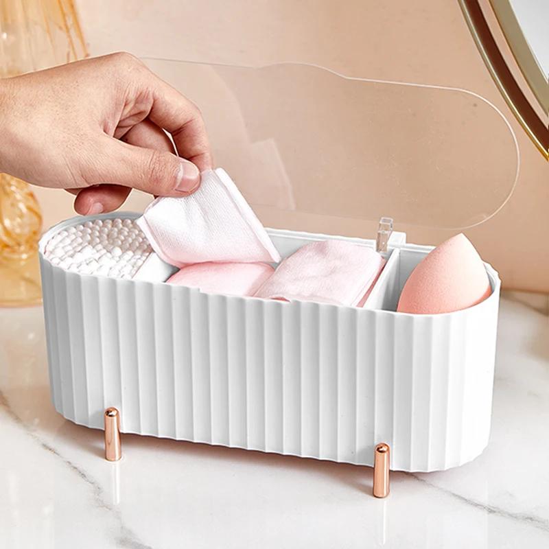 

Nordic Desktop Cosmetics Storage Box Desktop Lattice Finishing Box Пылезащитный ватный тампон для снятия макияжа Ватный тампон