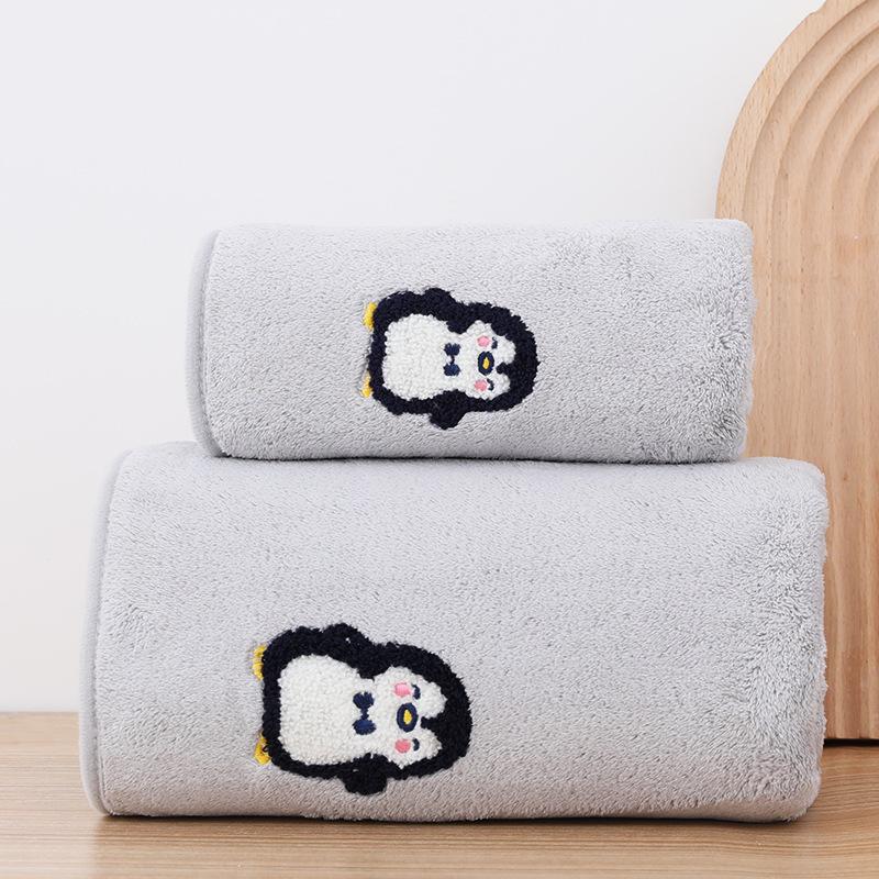 

Коралловый флис вышитый мужской и женский халат-полотенце утолщенный мягкий впитывающий набор полотенец towel 35cm * 75cm серый