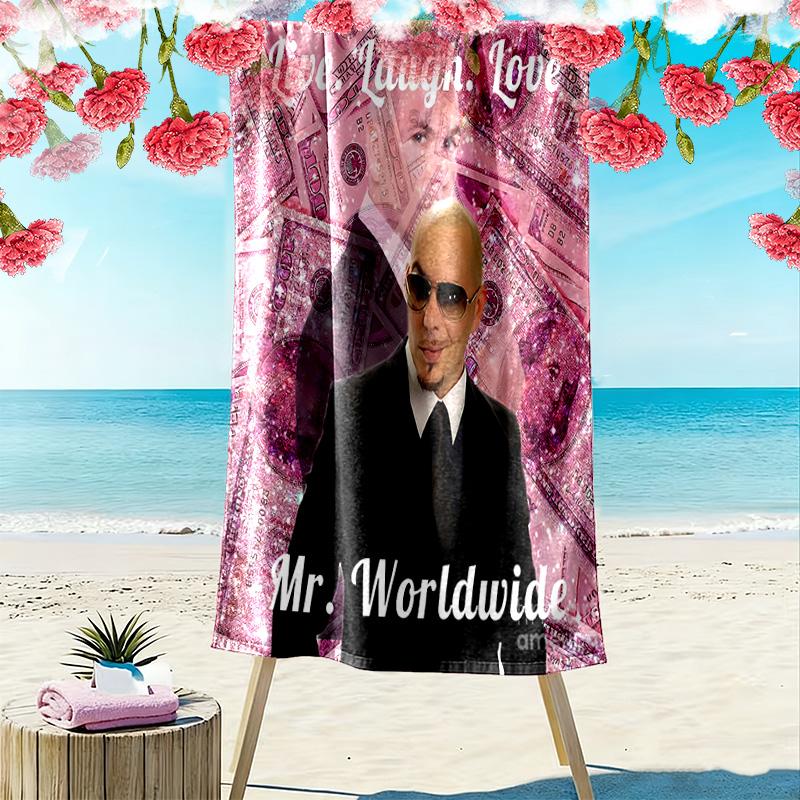Mr. Worldwide Print Beach Towel, Large Soft Quick Dry Towel for Beach Camping Swimming