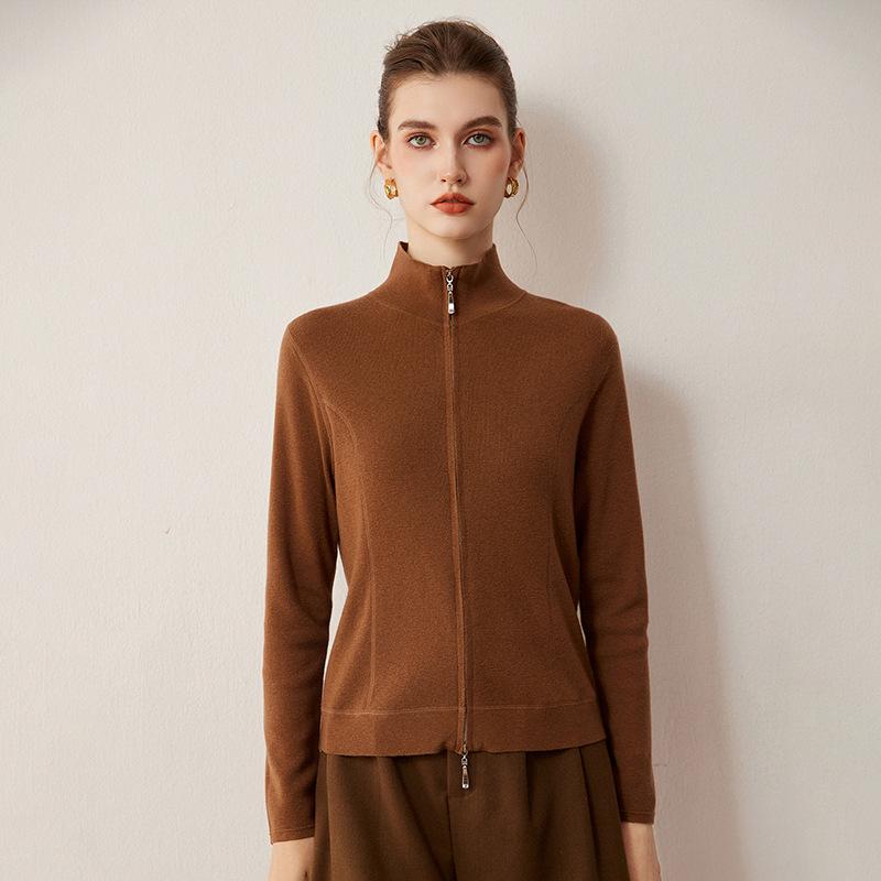 Women's Slim-fit Elegant Merino Wool Zip Cardigan - Autumn/Winter 2026 Collection