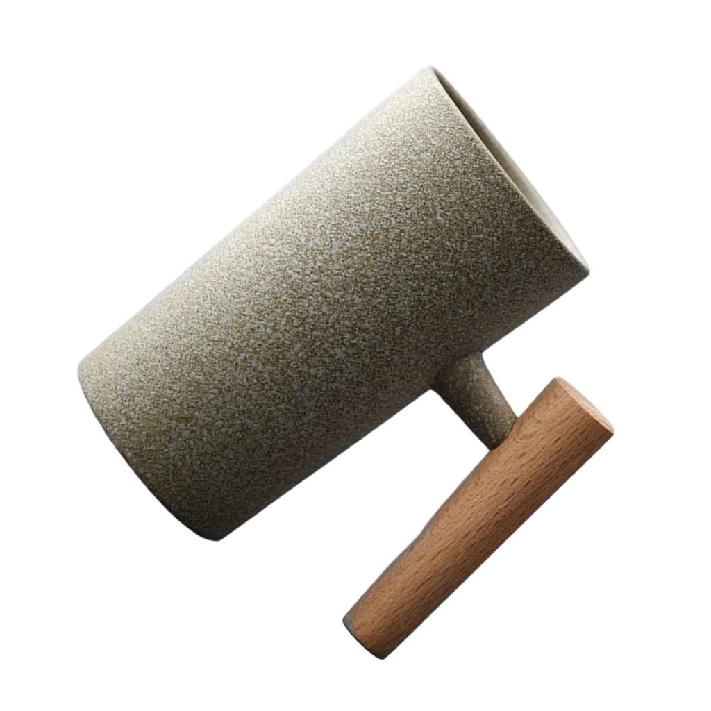 Japanese Handmade Coffee Cup Vintage Tea Cup with Wood Handle Mug Personality Couple Household Water Cup Stoneware Gift