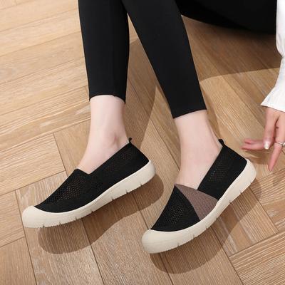 Lightweight and Breathable Old Beijing Cloth Shoes Summer Women's Fly-woven Mesh Soft Sole Non-slip One-pedal Middle-aged and Elderly Mother Shoes