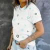 Simple and personalized circle printed short sleeved round neck T-shirt for women's summer casual fashion versatile daily top