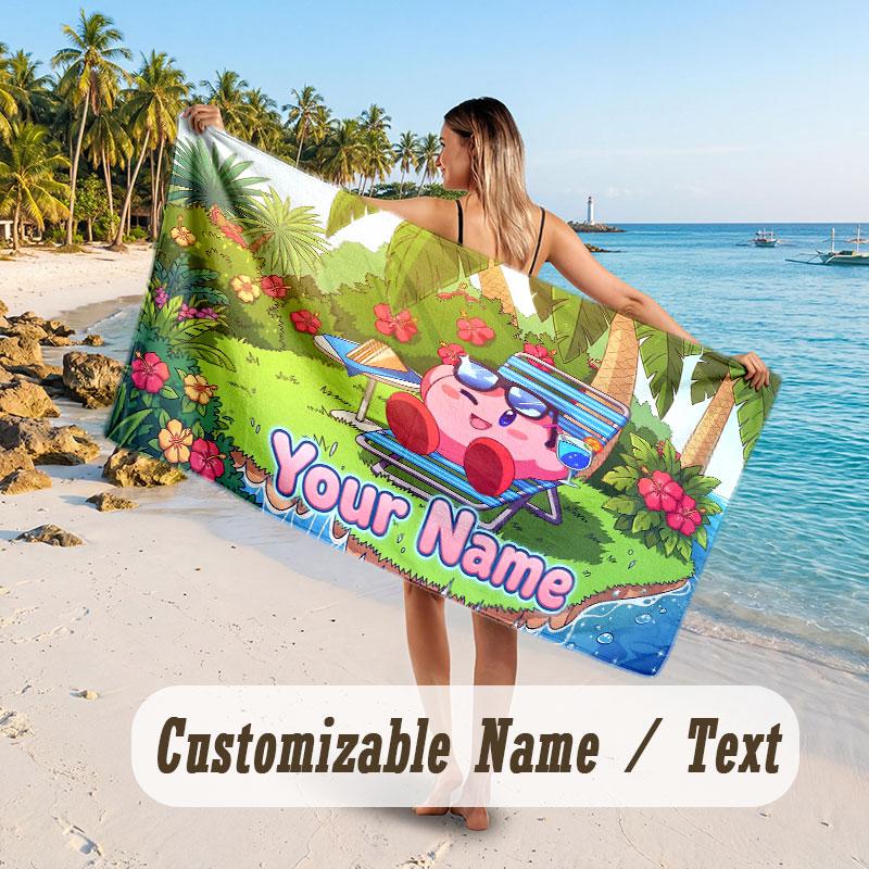 Personalized Beach Towel,Kirby Custom Printed Name Text, Super Absorbent Towel For Beach Vacation