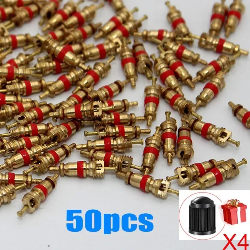 1/100pcs Copper Valve Core Car Motorcycle Bike Tire Valve Core Vacuum Tyre Valve Stems Core Remover Bicycle Auto Accessories