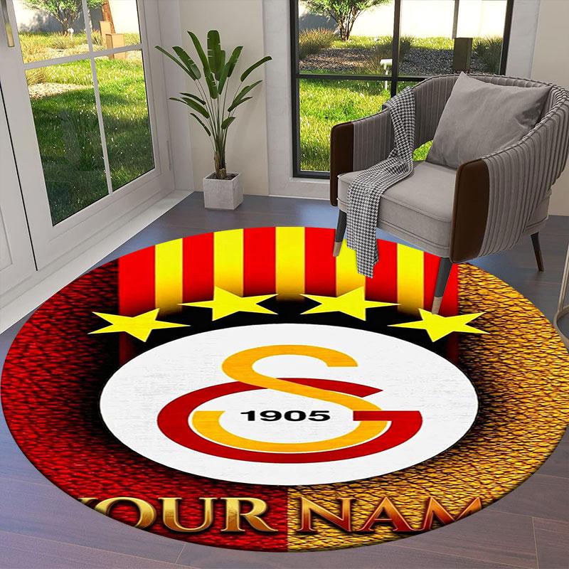 Galatasaray S Custom Name Round Area Rug,Carpet Rug for Living Room Bedroom Sofa Playroom Decor,Non-slip Floor Mat