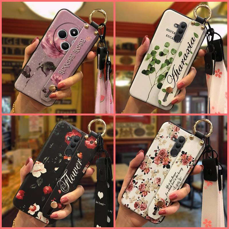 Flower Kickstand Phone Case For Redmi A4 5G Dirt-resistant Anti-knock Fashion Design Back Cover Ring Wristband Durable