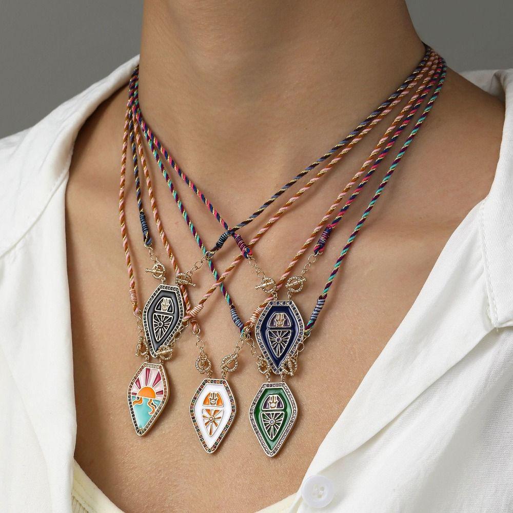 Nek Jewelry Artistic Pendant Necklace Rope Weave Women Choker Chain Vintage Necklace  Vacation