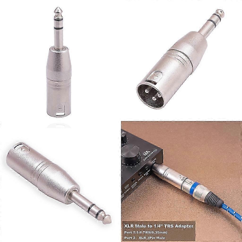 Male 1/4-inch 6.35mm To Male 3-Pins XLR Audio Adapter Stereo Jack Connector 25-26