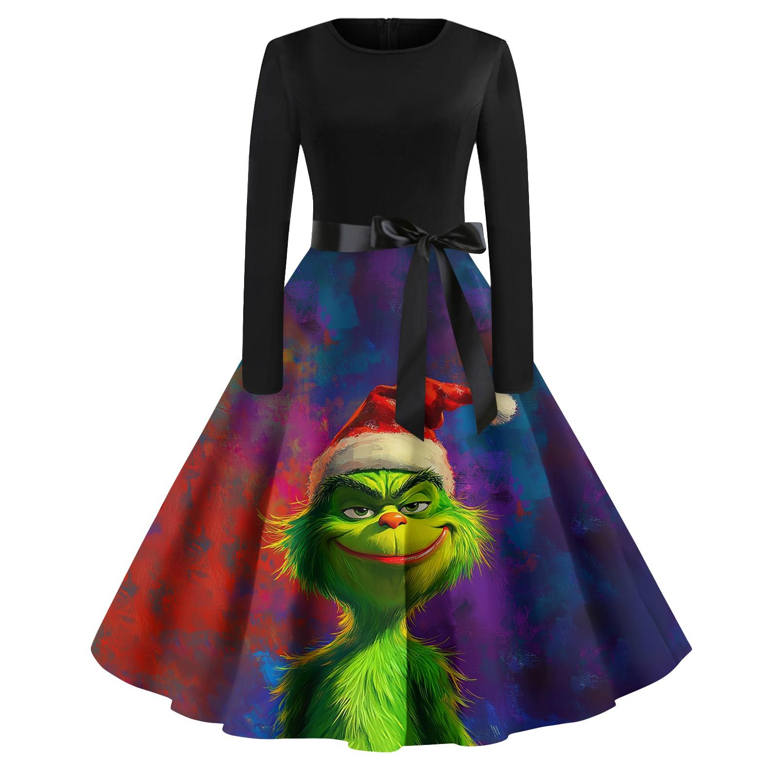 

Женское повседневное модное платье с длинным рукавом и принтом, вечернее повседневное платье с круглым вырезом S фиолетовый