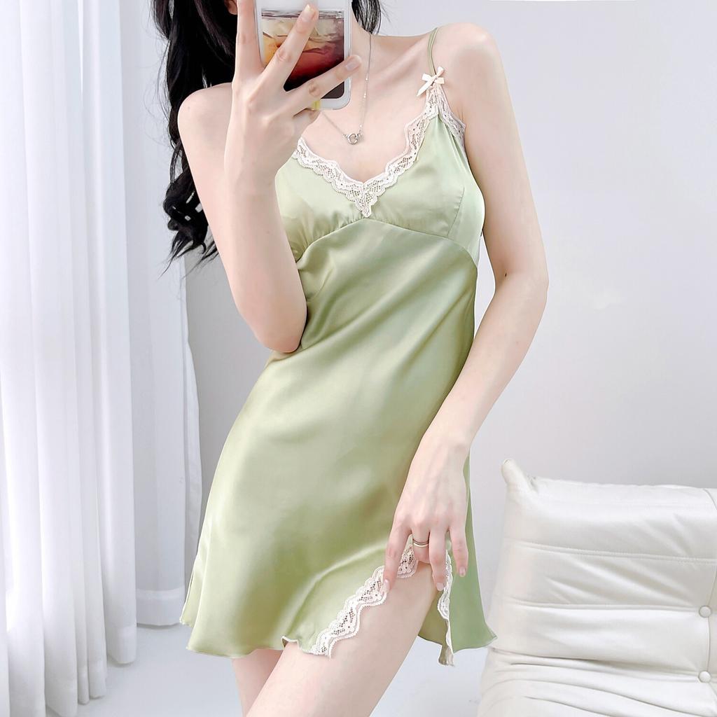 New Ice Silk Thin Summer Sexy Two-piece Nightgown Nightgown Large Size Internet Celebrity Senior Sense Can Be Worn Outside Loungewear