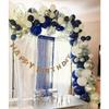 Navy Blue Silver Balloons Arch Kit 130 PCS Navy Blue Balloon Garland With White Silver Confetti Latex Balloons Different Sizes For Graduation Rugby
