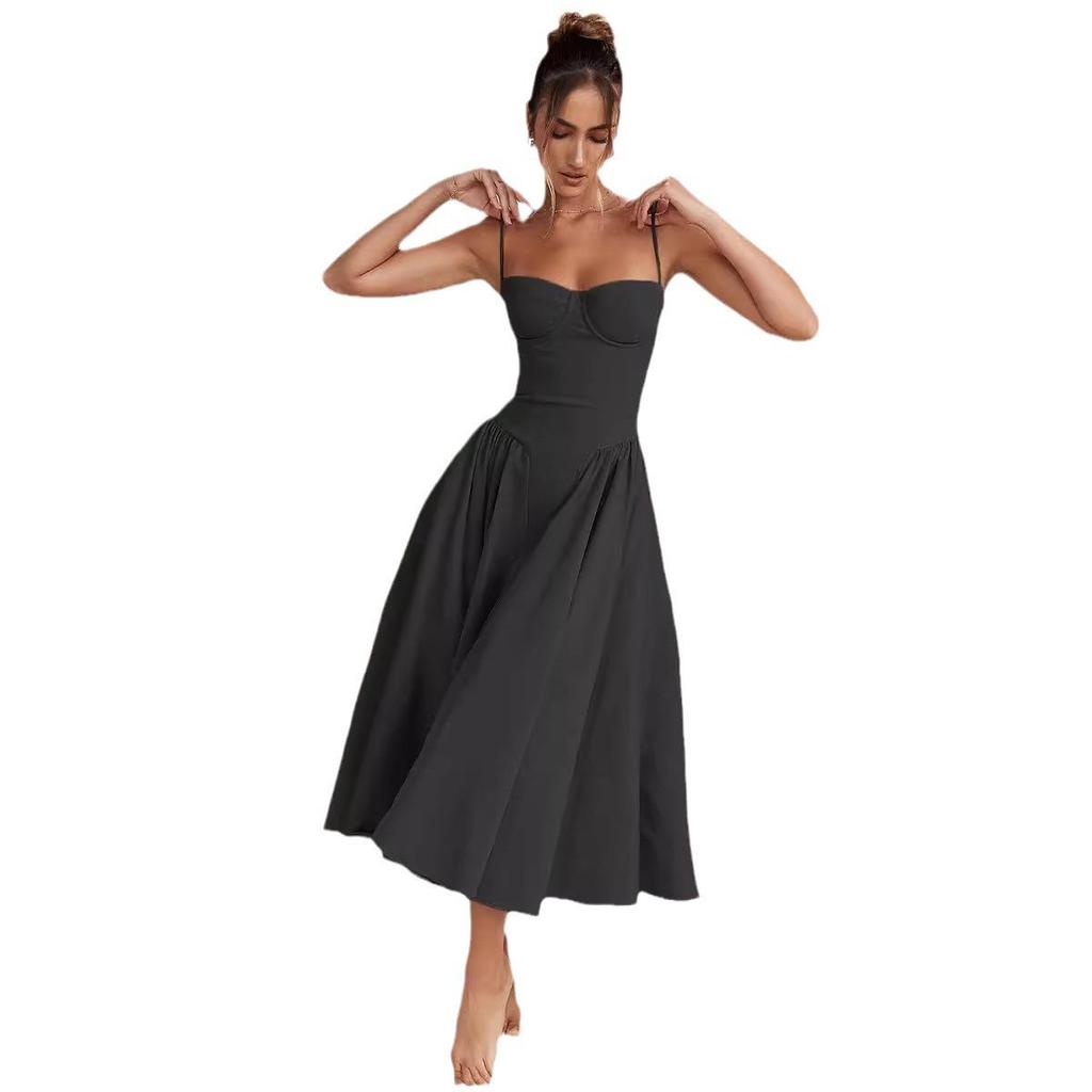 2024 French Retro Long Slip Dress - Court Style Dopamine Outfit
