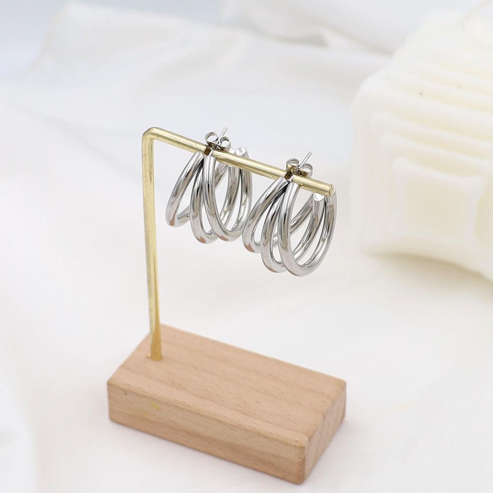 Stylish And Simple Multi-Layer Round Line C-Shaped Earrings Women'S High-End Sense Niche 18K Earrings Do Not Fade