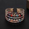 Bridal accessories, temperament full diamond open elastic bracelet multi-row claw chain pearl bracelet