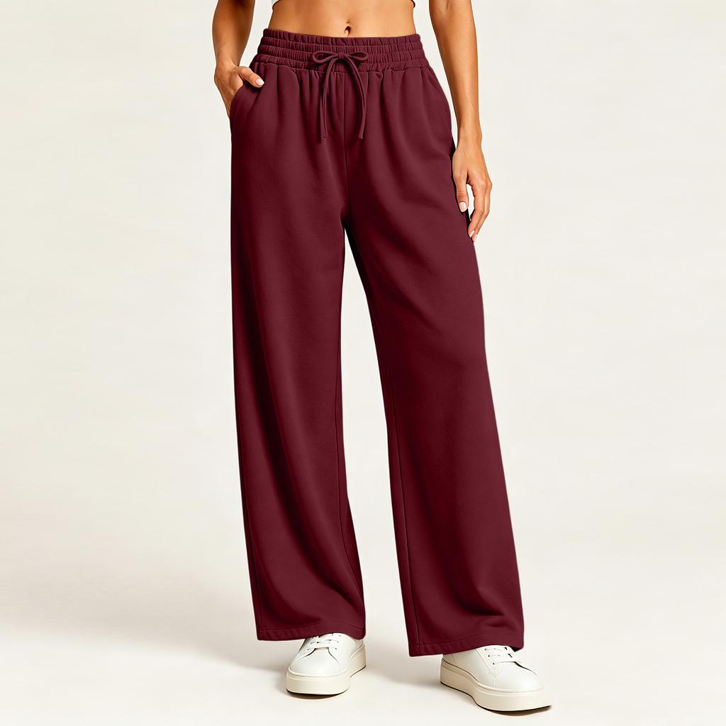 Women's Stylish Casual Loose Fit Straight Leg Pants with Pockets in Color for Everyday Wear