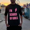 2026 Nouveau Streetwear Tendance Slogan Manches Courtes Effrayé par les Filles Impression Graphique T-shirt Unisexe Y2K Hip Hop Unisexe Surdimensionné Vêtements