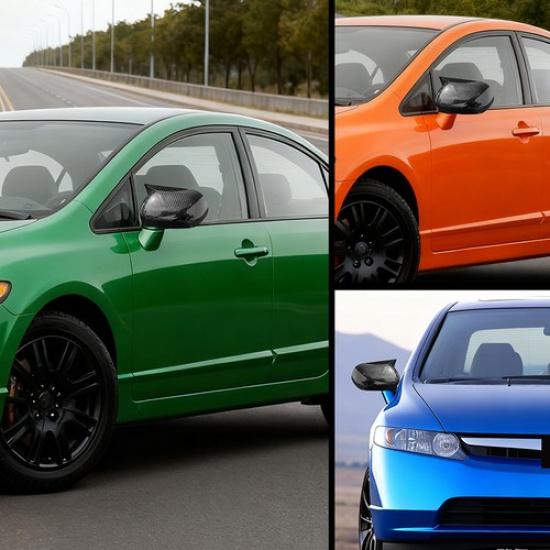 1Pair Carbon Fiber Rearview Side Mirror Cover Caps For Honda Civic 2006-210 2011