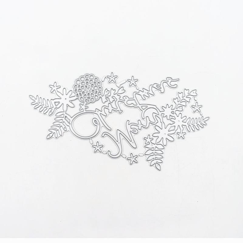 

Щасливого Різдва Літери Вуглецева сталь Тиснення ріжучі штампи Скрапбукінг Трафарети Трафарети вироби 110*86mm срібний