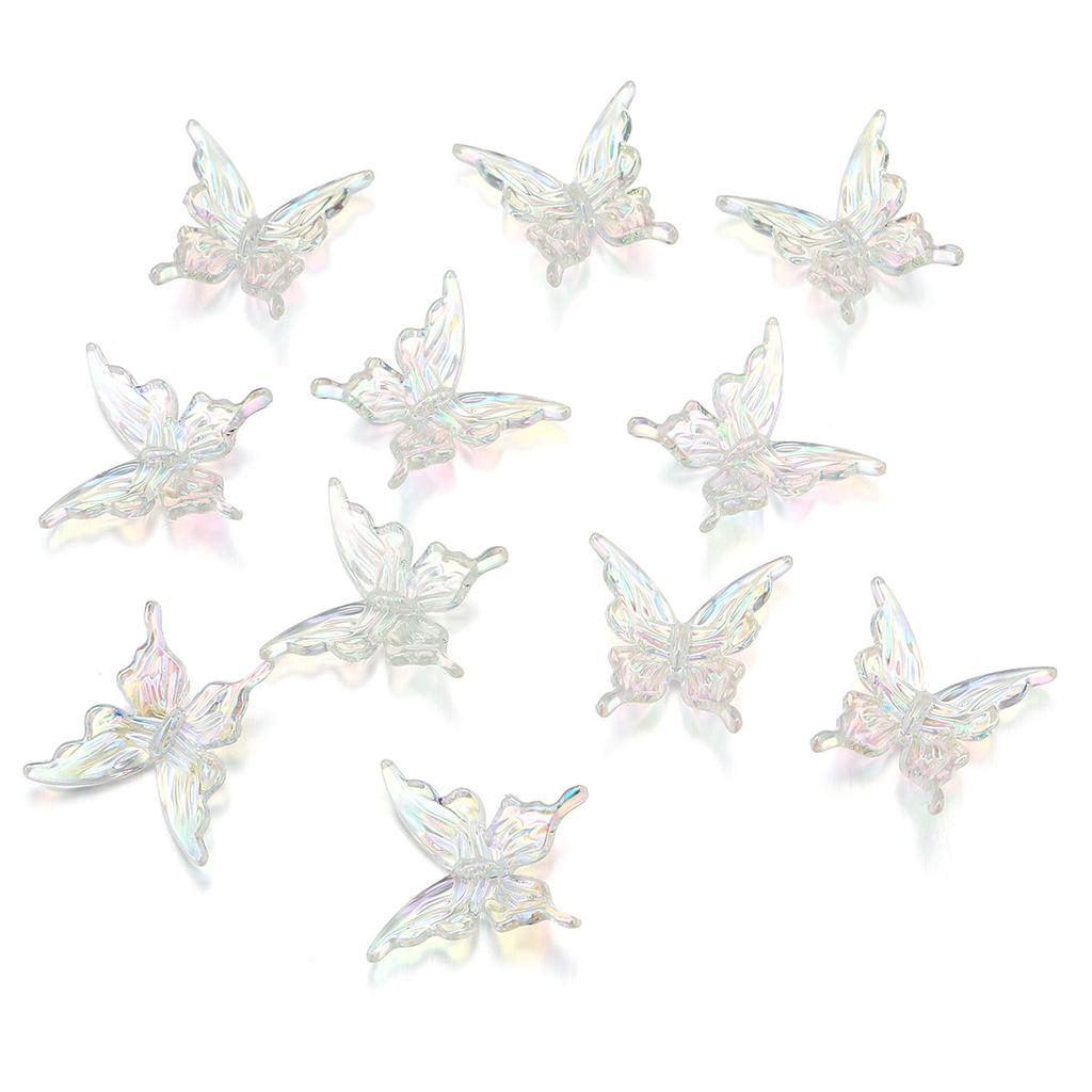 10Pcs Acrylic 3D Butterfly Charms Color Plated Loose Spacer Bead for Jewelry Making Accessories DIY Bracelet Earring Phone Chain