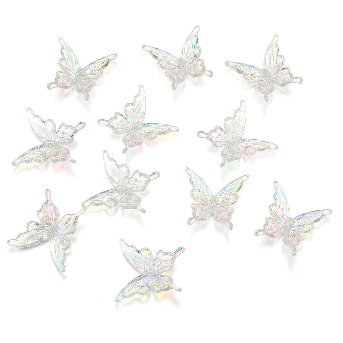 

10Pcs Acrylic 3D Butterfly Charms Color Plated Loose Spacer Bead for Jewelry Making Accessories DIY Bracelet Earring Phone Chain