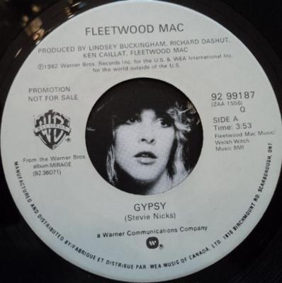 7inch Record FLEETWOOD MAC - Gypsy  9299187 Warner Bros. Re 1982 Canada Rock Used