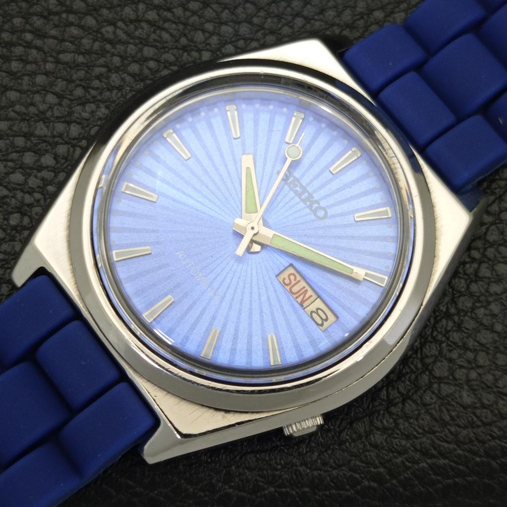 SEIKO AUTOMATIC 7009A JAPAN MENS VINTAGE BLUE COLOR DIAL WATCH a701473-5