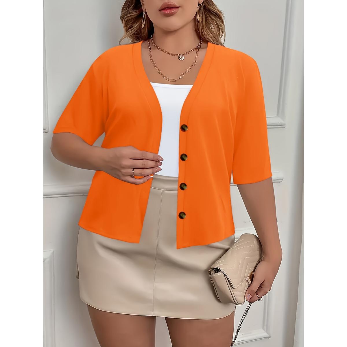 Swin market Grote Maat Elegante Dames Cardigan Jas met 4 Knopen, Halve Mouw, Licht Elastisch Voor Grensoverschrijdende Verkoop 5XL