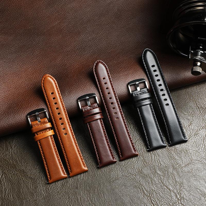 The Genuine Leather Strap Is Suitable for Huawei Gt2pro Strap Gt3 Men's and Women's Smart Watches with Universal First-layer Cowhide Wristbands.