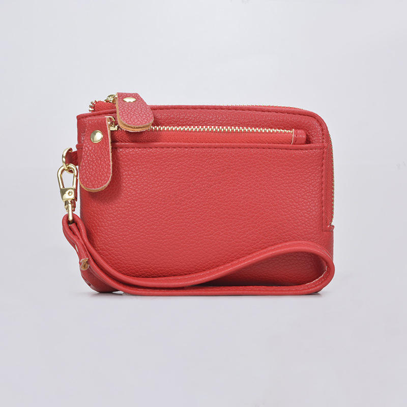 Vintage PU Leather Short Wallet With Zipper Coin Pocket Multiple Card Slots And Wrist Band Casual Portable Card Clip