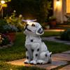 Solar Welpenstatue Licht, Garten gefleckter Hund Schmetterling Solarlicht, Outdoor niedliche Tier Skulptur Licht für Terrasse Rasen Hof