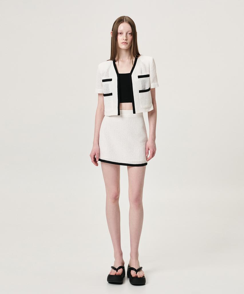 Etmont Summer Tweed Mini Skirt, White