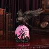 Halloween Home Decoration Gothic Crow Lamp, with Purple Light Ball, Resin Night Light, Matte Black Statue USB Powered Dark Style for