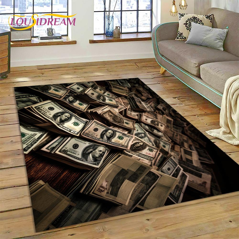 

3D Rich Dollar Euro Pound Money Мультяшний килимок для спальні, вітальні, домашнього дивана, дитячий великий декоративний килимок 70cm x 100cm