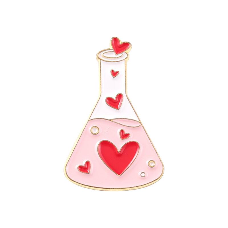 Colorful Heart Laboratory Flask Brooch With Geometric Design For Unique Personal Style