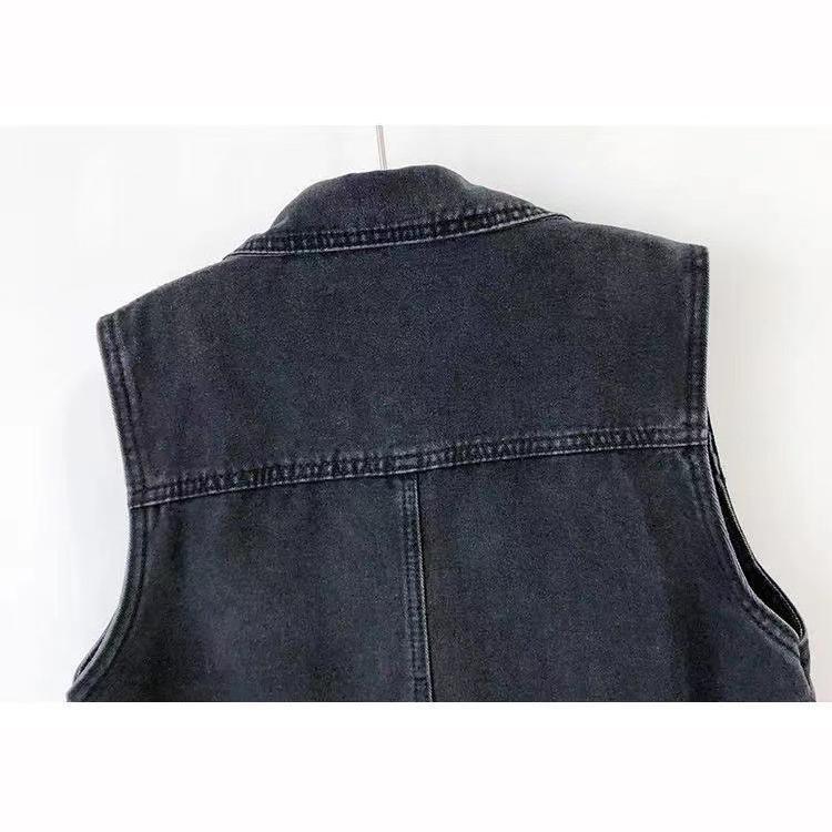 Fashion Design Sequins Summer Autumn Women's Waistcoat Korean Leeveless Denim Jeans Jacket Vest