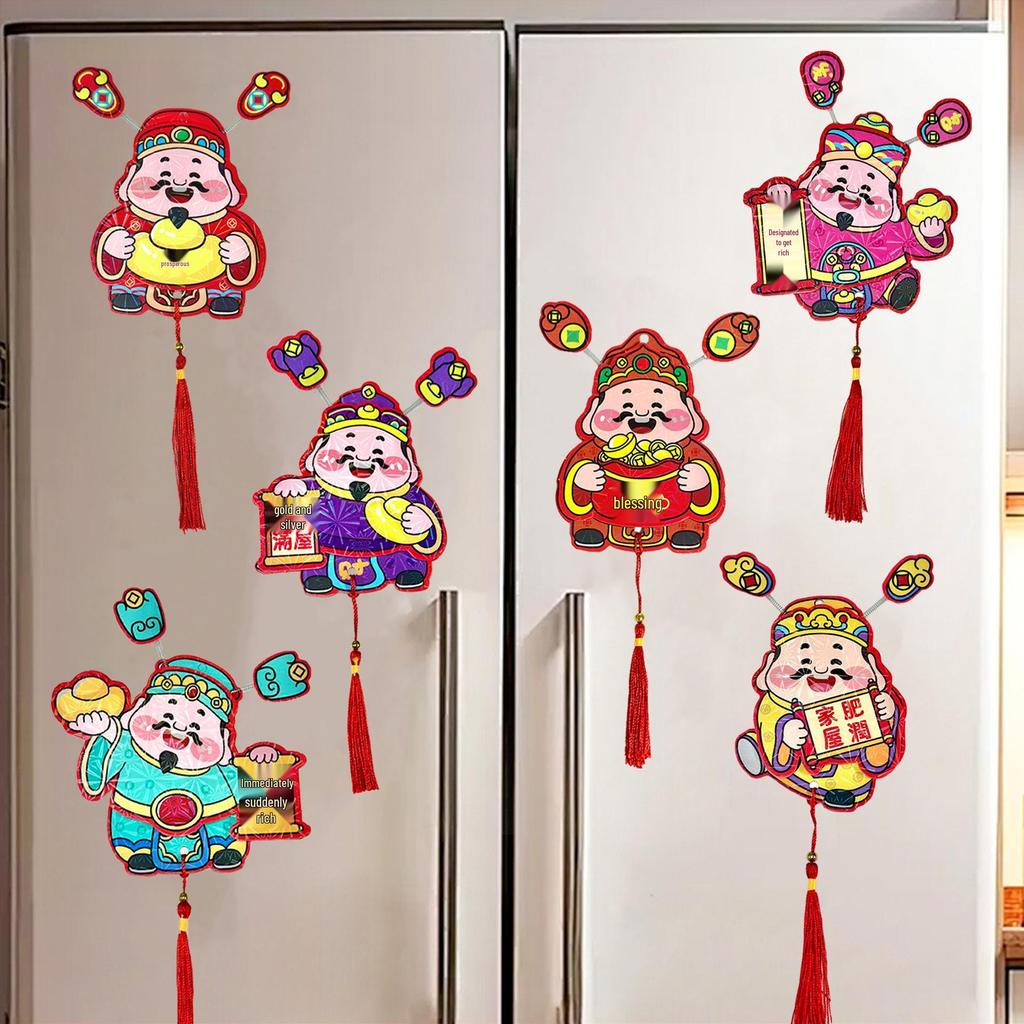 Creative 2026 Year of the Horse Cartoon Wiggling Ears Refrigerator Magnet - God of Wealth Three-Dimensional Spring Festival Ornament.