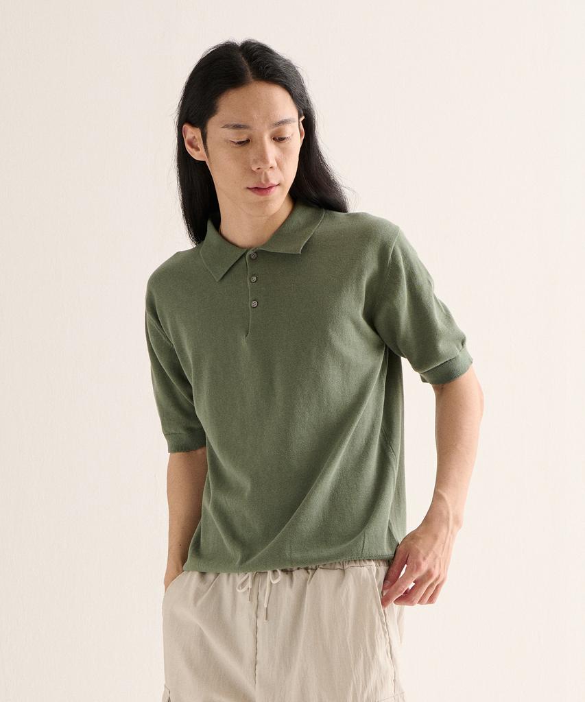 ANALOG MOOD Linen Cooling Polo Shirt (Green)