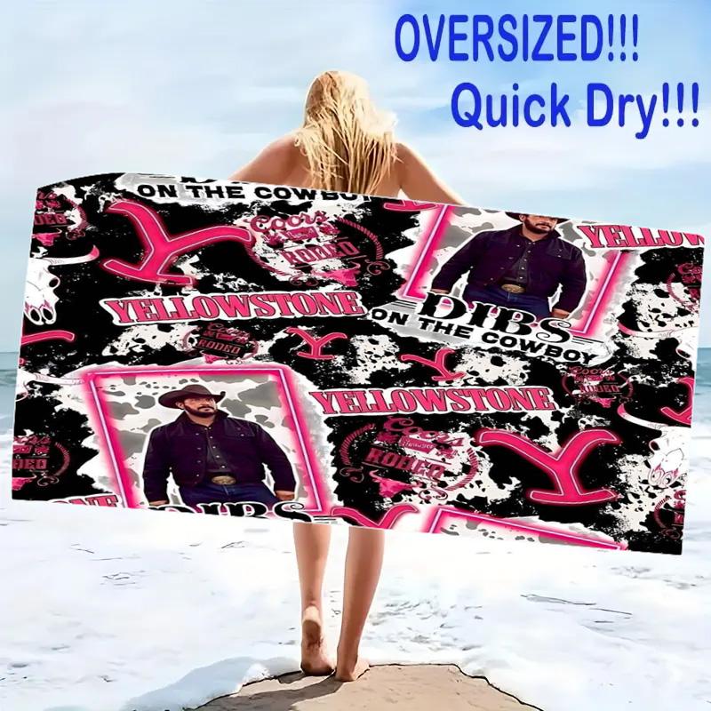 Western Series Yellowstone Print Beach Towel, Large Soft Quick Dry Towel for Beach Camping Swimming